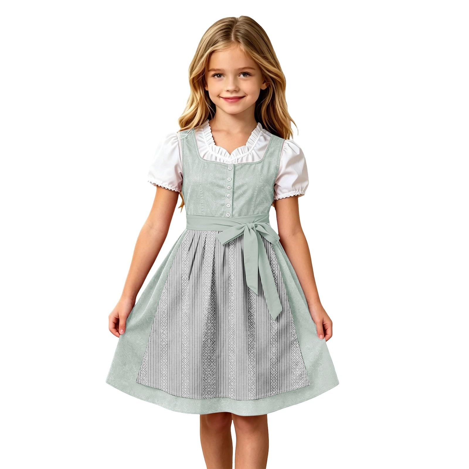 Girls Oktoberfest Costume Bavarian Beer Festival Dirndl Dress with Apron