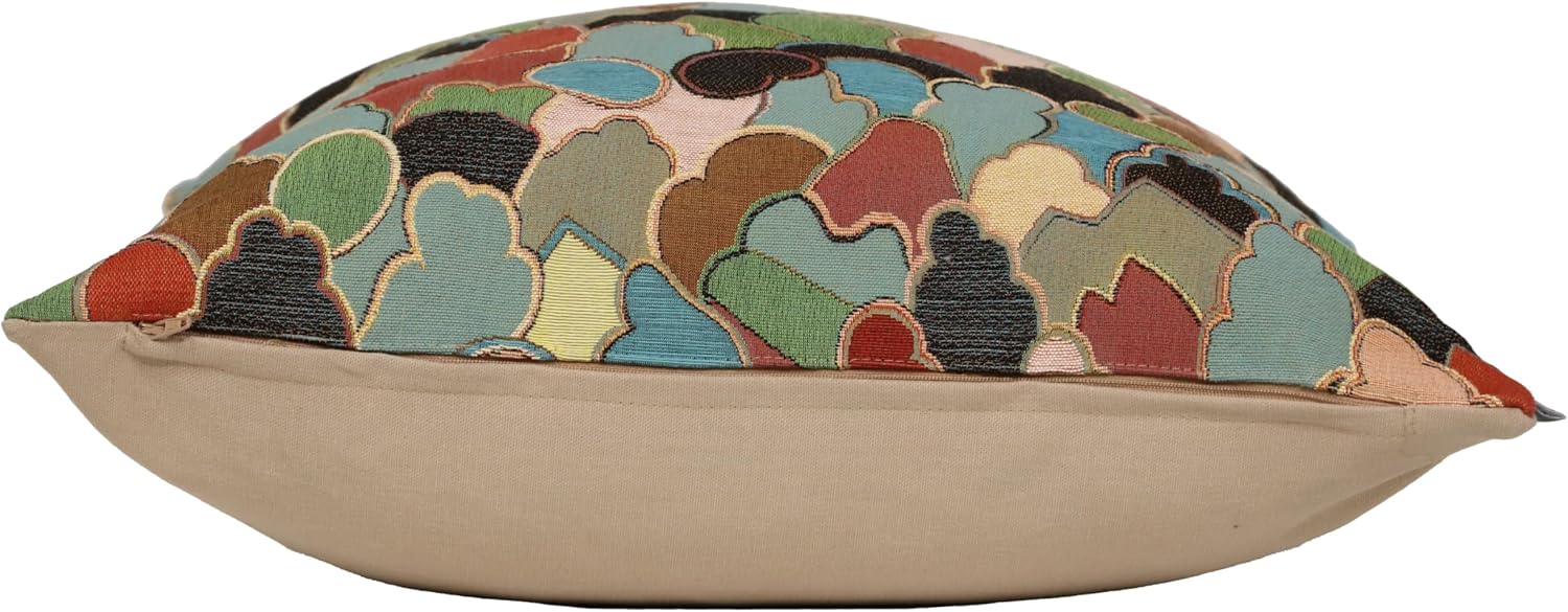 Charlotte Home Furnishings Throw Pillow Cover 19x19 - Blue Footprint Cushion Case - Cotton Jacquard Woven Fabric - Colorful Modern Accent Pillow - Abstract Art Deco Design for Living Room Decor