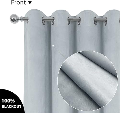 Miniatura 10 de always4u Juego de 2 cortinas de terciopelo suave blanco 100% opacas, térmicas, ahorro de energía, cortinas de terciopelo para sala de estar,
