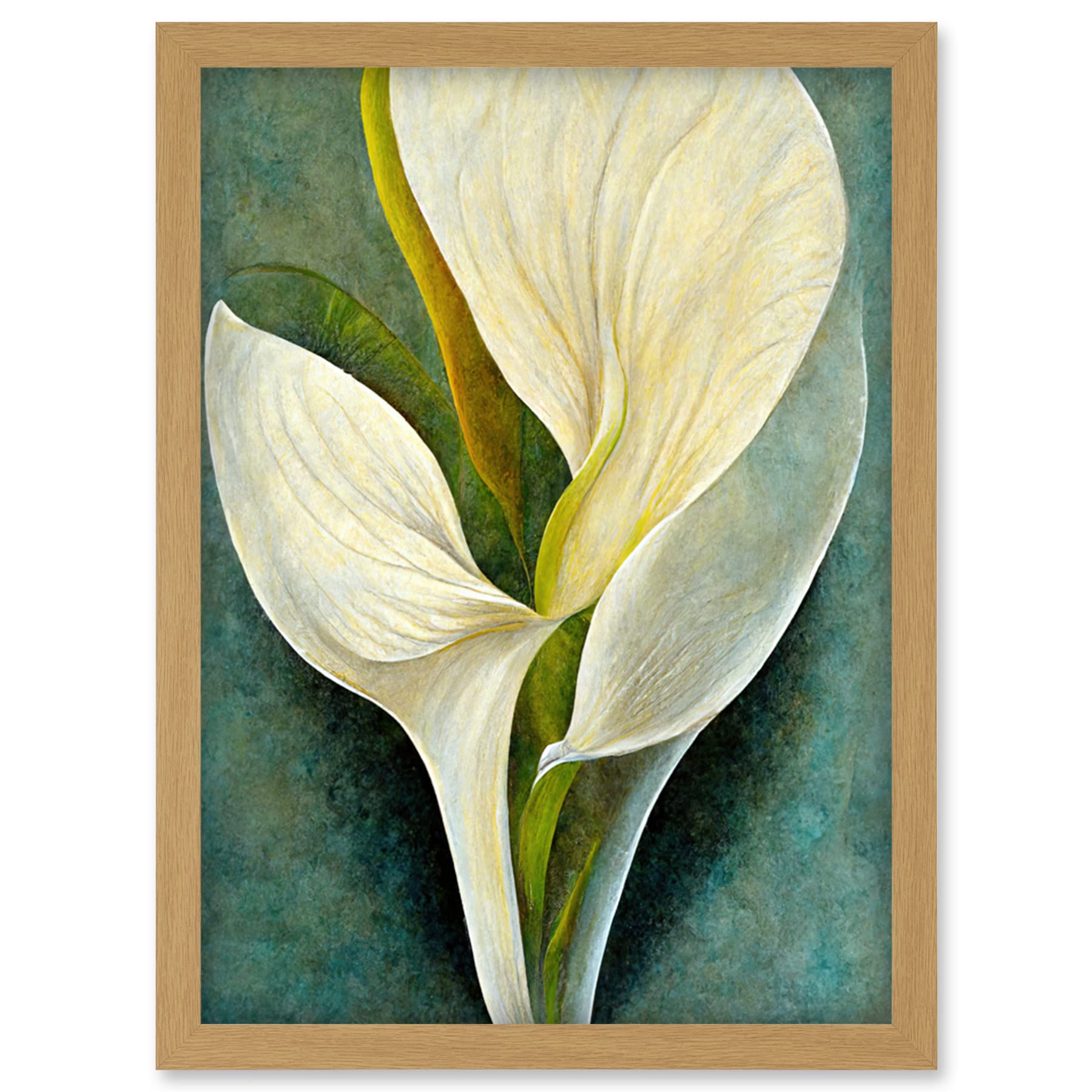 Doppelganger33 LTD Single White Calla Lily Flower Petal Detail Modern Artwork Framed Wall Art Print A4
