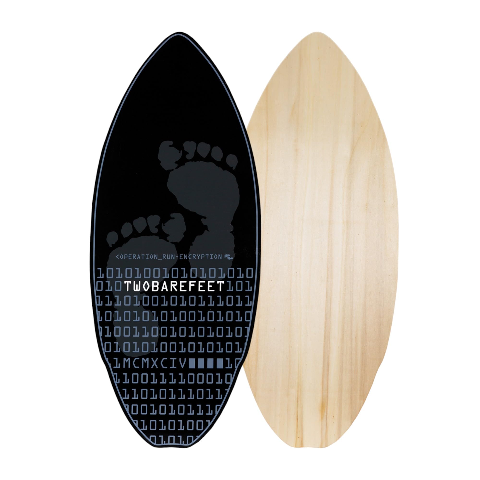 Two Bare Feet 41" Skimboard Suitable for Beginners, 7 Ply wooden construction with nose pre curve, Pin tail, Suitable for Adults and Kids (Cipher Black/Grey)
