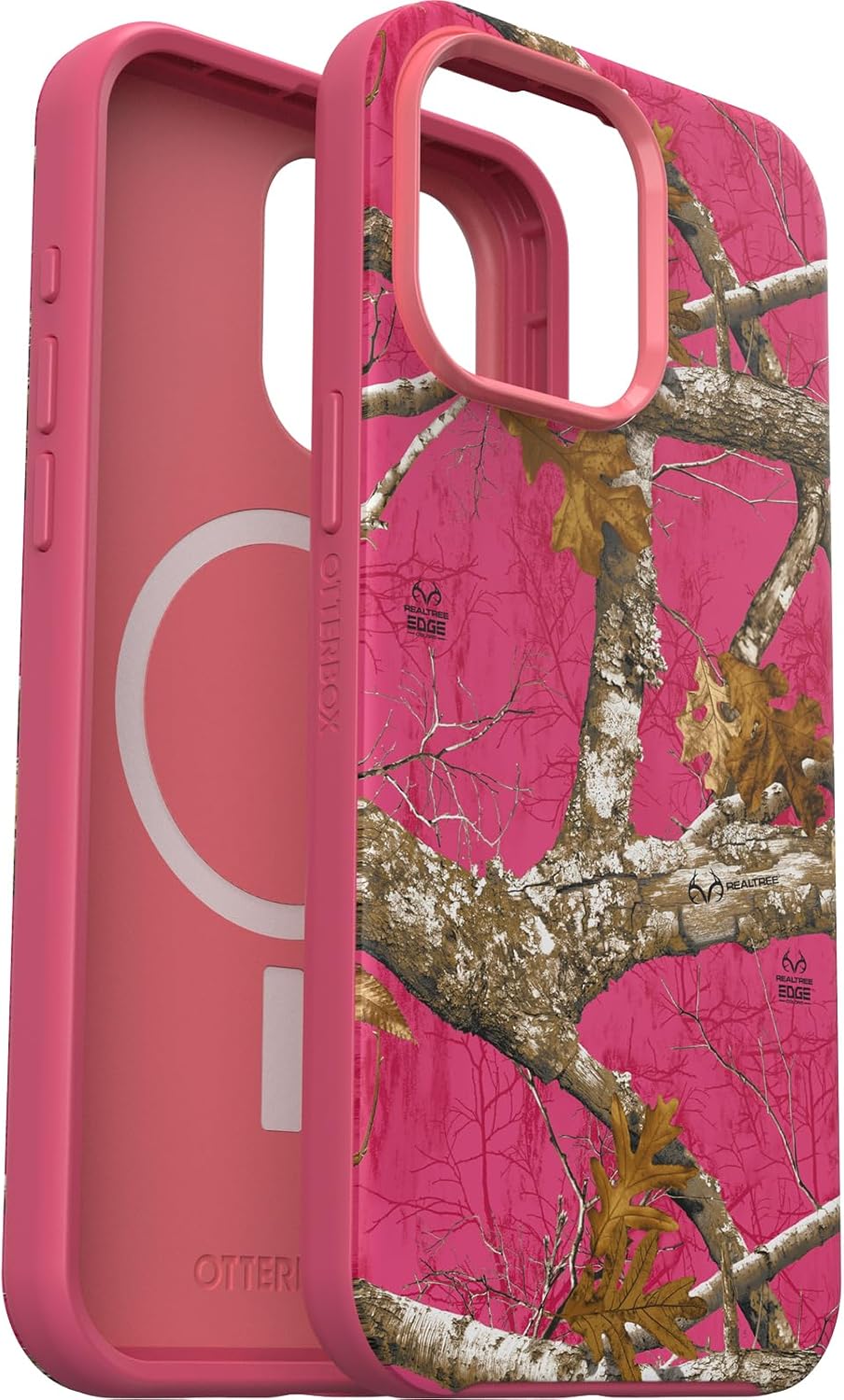 OtterBox iPhone 15 Pro MAX (Only) Symmetry Series Case - Realtree Flamingo Pink, Snaps to MagSafe, Ultra-Sleek, Raised Edges Protect Camera & Screen