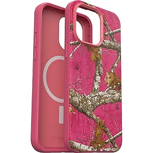OtterBox iPhone 15 Pro MAX (Only) Symmetry Series Case - Realtree Flamingo Pink, Snaps to MagSafe, Ultra-Sleek, Raised Edges Protect Camera & Screen