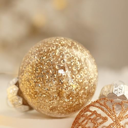 Vista 61 de Juego de adornos de Navidad, 32 piezas de plástico transparente inastillable, adornos colgantes para decoración del árbol de Navidad, para Plata