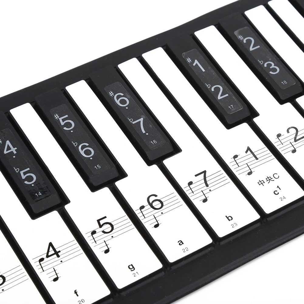 Alnicov Pianotoetsenbordsticker voor 88/61/54/49/37 toetsen, laat geen resten achter, afneembare pianotoetsstickers voor beginners die piano of toetsenbord leren