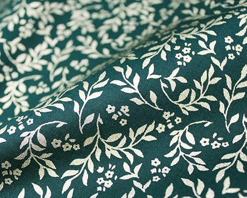 Glamour Secrets Green Christmas Fabric - Metallic Gold Leaves On Bottle - Xmas Craft Fabric Material Metre