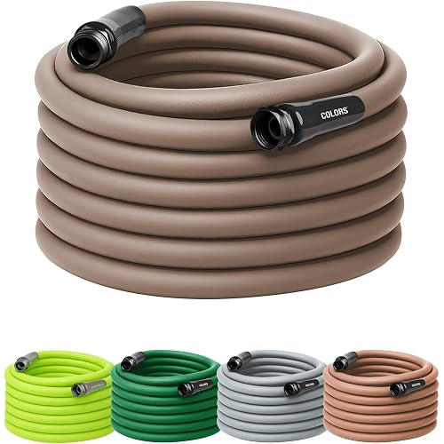 Flexzilla Colors Garden Hose 5/8 in. x 75 ft., Lightweight All-Weather Water Hose, Durable and Flexible, Leak-Free Connections, Brown Mulch