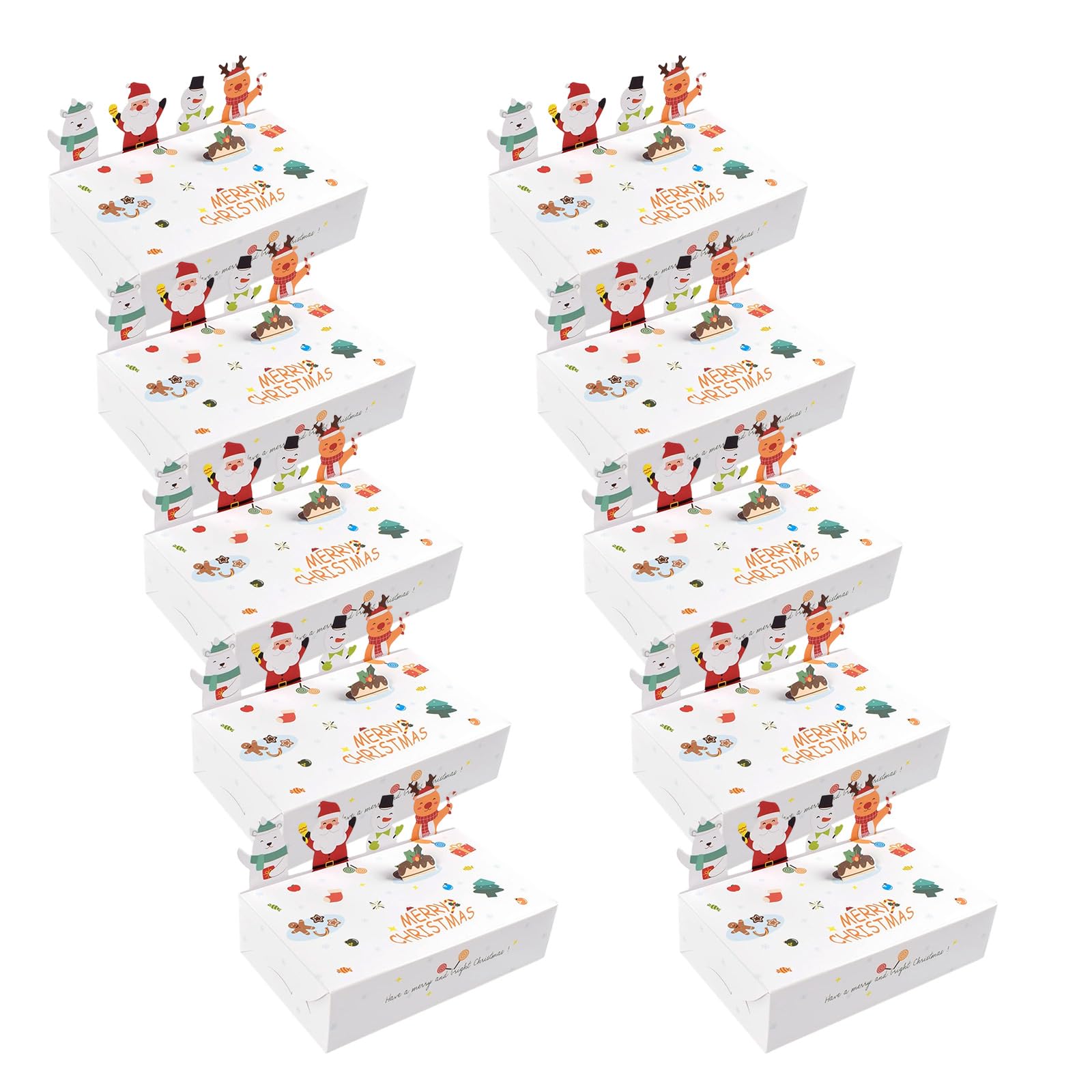 TFAOYS 10pcs Christmas Cookie Boxes Animal Pattern Foldable Storage Containers for Holiday Parties Safe for Kids Christmas Animal Gift Boxes