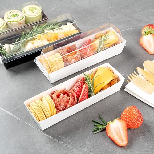 Miniatura 8 de Matsuri Vision - Bandejas de sushi de 6.5 x 1.7 x 1.4 pulgadas, 100 cajas de embalaje de sushi a prueba de grasa - Las tapas se venden por separado,
