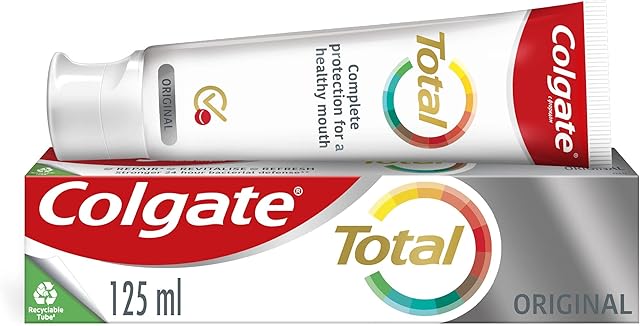 Colgate Total Original Toothpaste 125ml | 24 hour antibacterial toothpaste for a complete protection for your whole mouth against cavities, strengthens enamel and contains fluoride