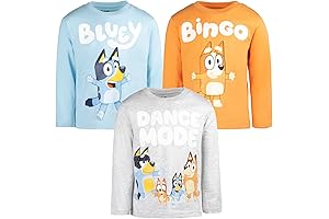 Bluey Kids 3 Pack Long Sleeve Graphic T-Shirt for 2 Year Olds