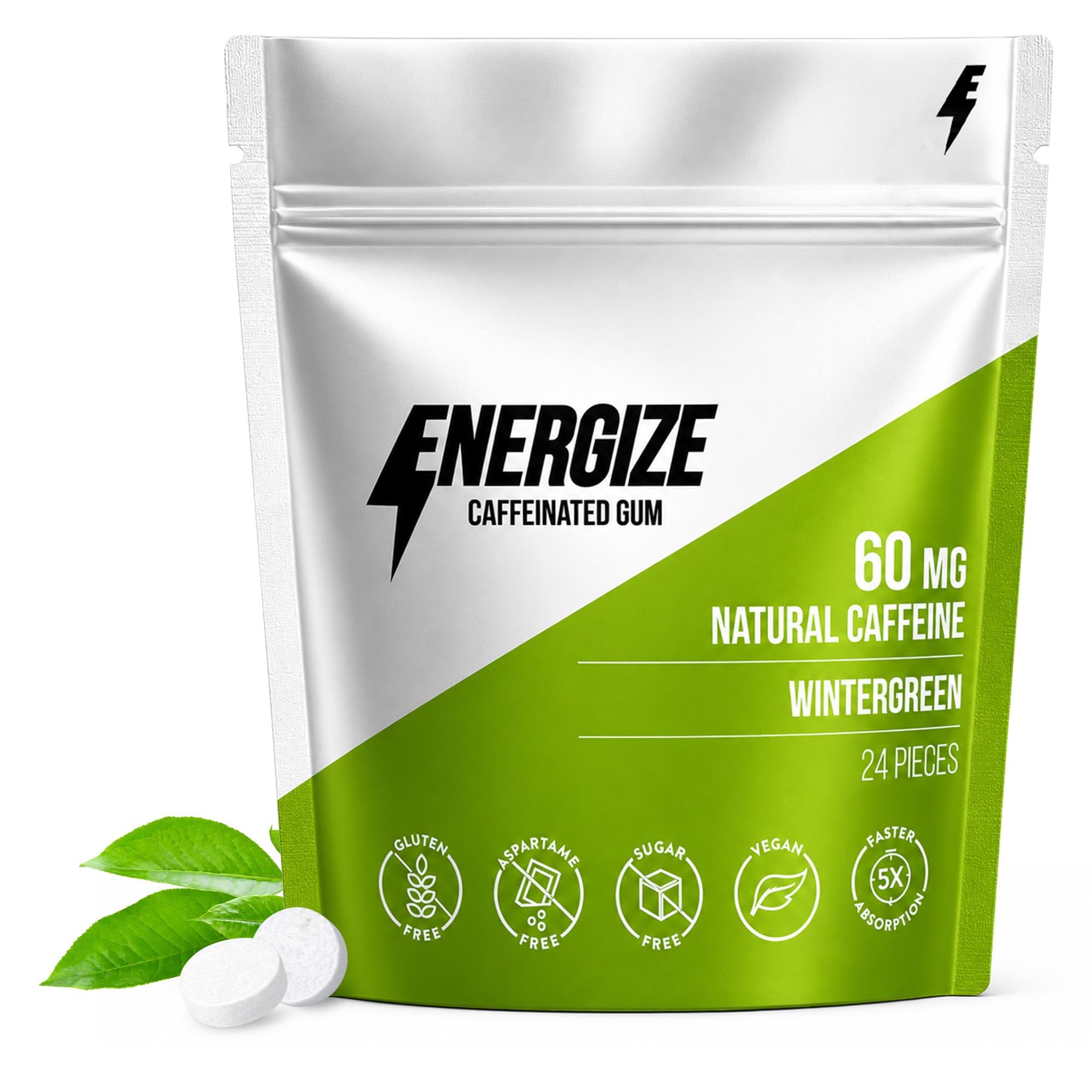 Peppermint Caffeine Gum, Natural Green Coffee Bean Energy Gum with Vitamin B6 B12, Sugar Free Caffeinated Chewing Gum for Focus, 24 Pieces — Amazon image 8