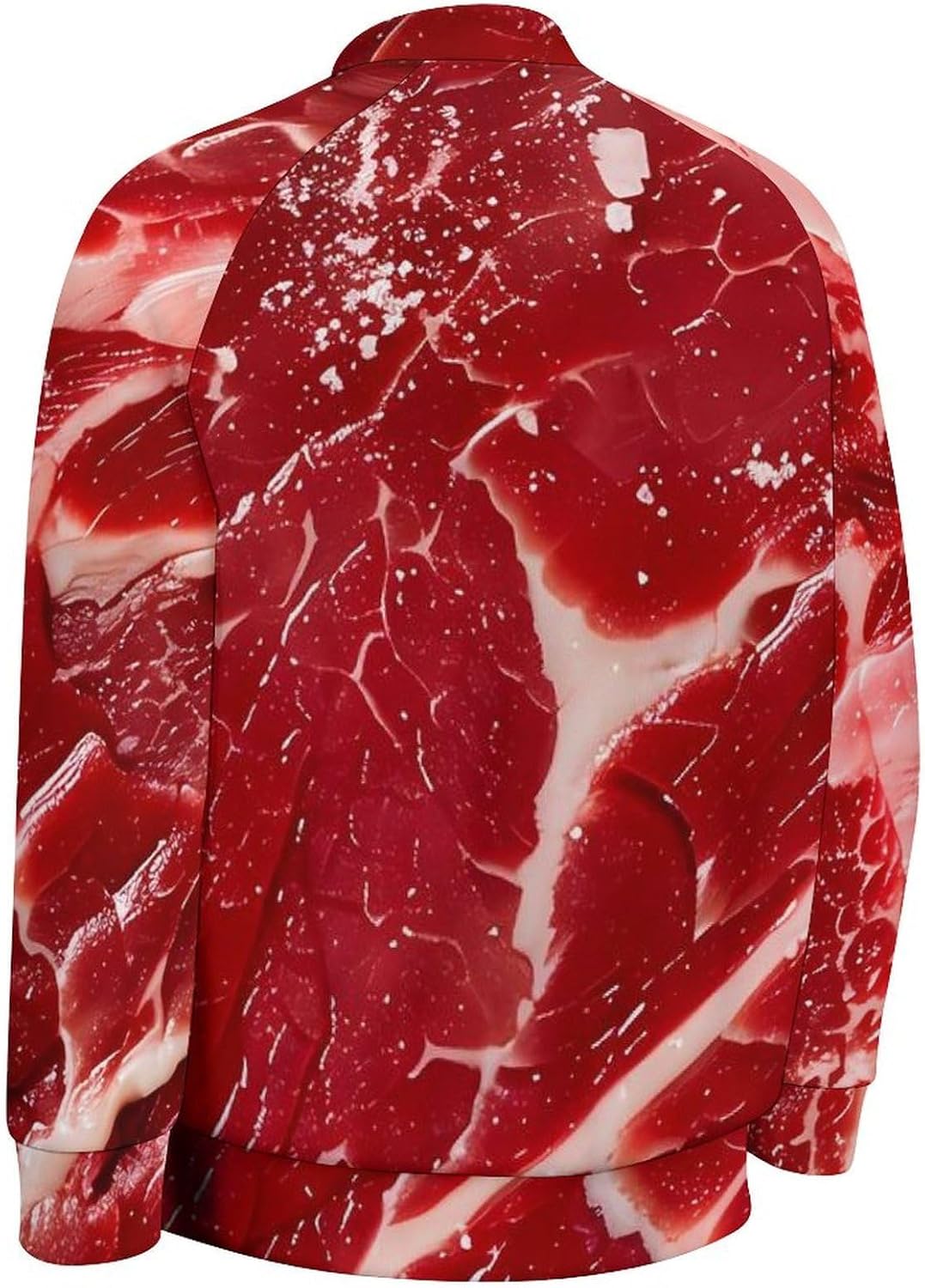 Raw Meat Beef Novelty Men's Baseball Jackets Causal Sweatshirt Button Top Long Sleeve Coat