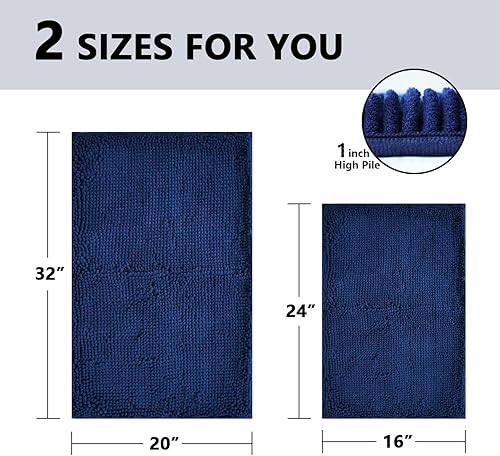 Miniatura 2 de BOANKODU Juego de 2 alfombras de baño de felpilla extrasuave absorbente, alfombra de baño con parte inferior antideslizante de PVC, lavables a