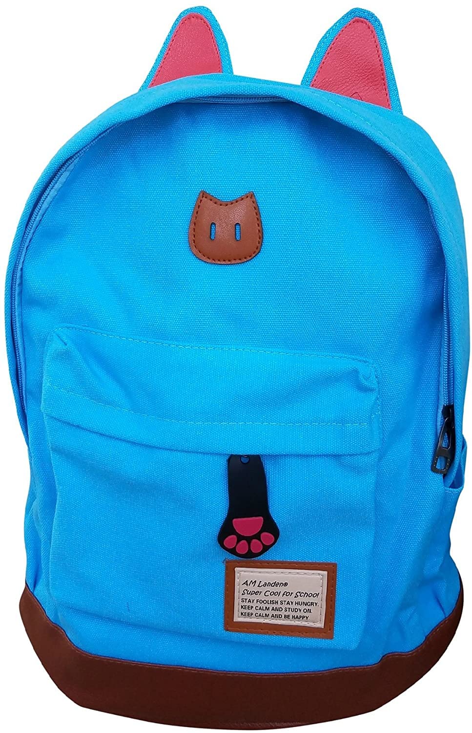 Cute Cat Ear Design Canvas Backpack Travel Shoulder School Bag Handbag (BLUE)