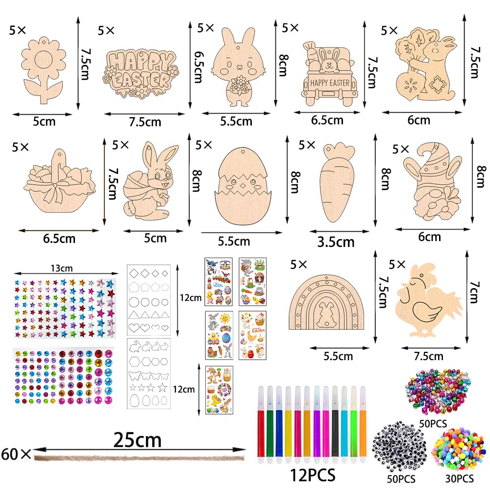 203 Stück Holzanhänger Ostern Zum Bemalen – Großes Ostereier Bastelset Für Kinder & Familie