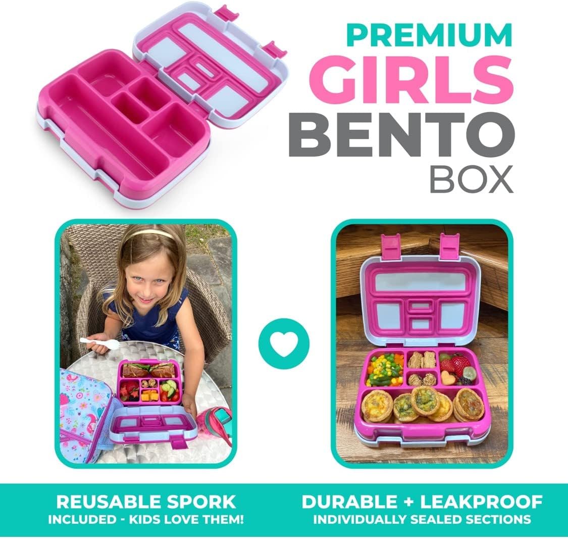 kinsho Bento Lunch Box Set with Thermo, Bag & Ice Pack, Pink Fairy Princess