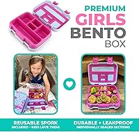 Vista 3 de Bento Lunch Box with Stainless Steel Thermo, Matching Insulated Lunch Bag and Ice Pack Set for Girls, Kids, 5 Divided Compartments, Snack Container