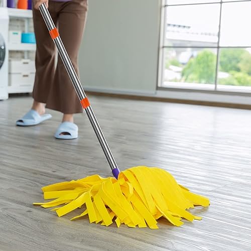 Miniatura 5 de cosbur Repuesto de mango de trapeador giratorio, mango de trapeador de 4 secciones para trapeador giratorio, mango de poste de fregona de acero