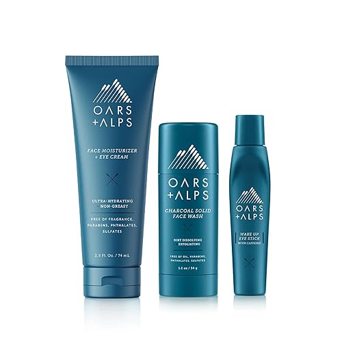 Miniatura 1 de Oars + Alps Kit natural para el cuidado de la piel para hombre, set de regalo que incluye lavado facial, rodillo de ojos e hidratante, vegano y sin