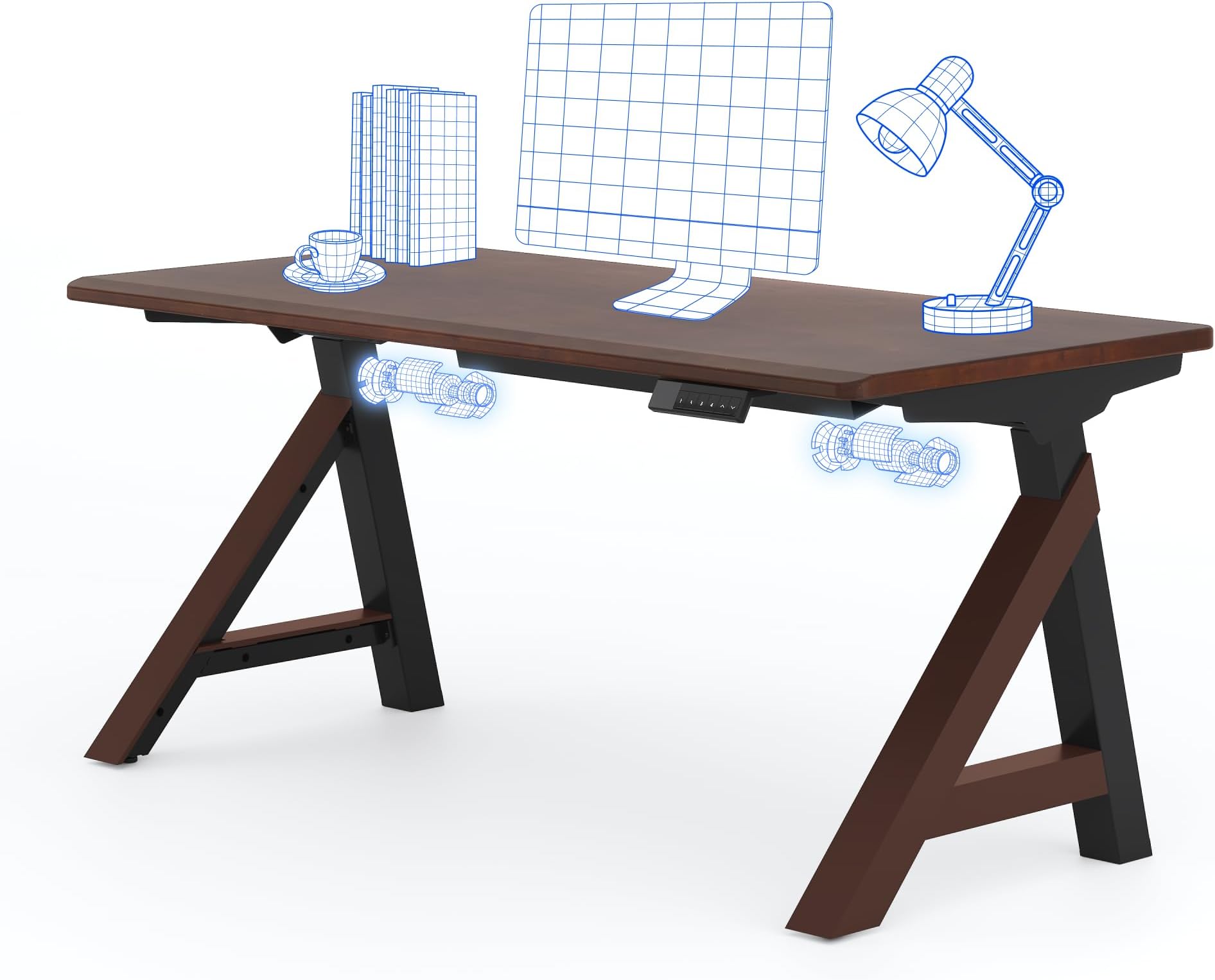 FLEXISPOT Woodix E3 Electric Standing Desk, A-Frame Legs, 2 Motors