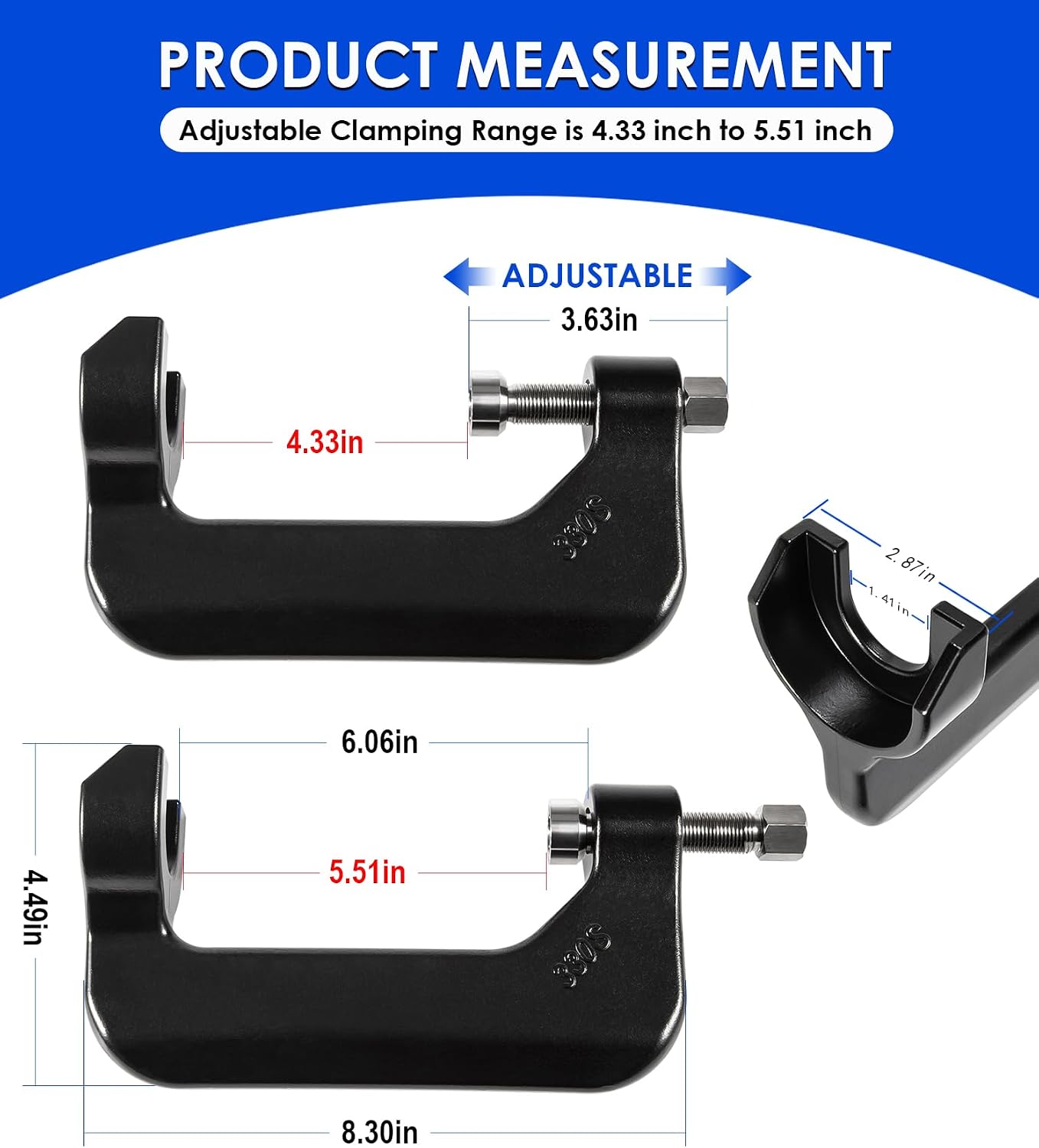 Yoursme 330S Propeller Puller for 1-1/4" Shafts, C-Clamp 330S Puller for Ski & Wakeboard & Surf Propellers, Adjustable Range 4.33"-5.51"