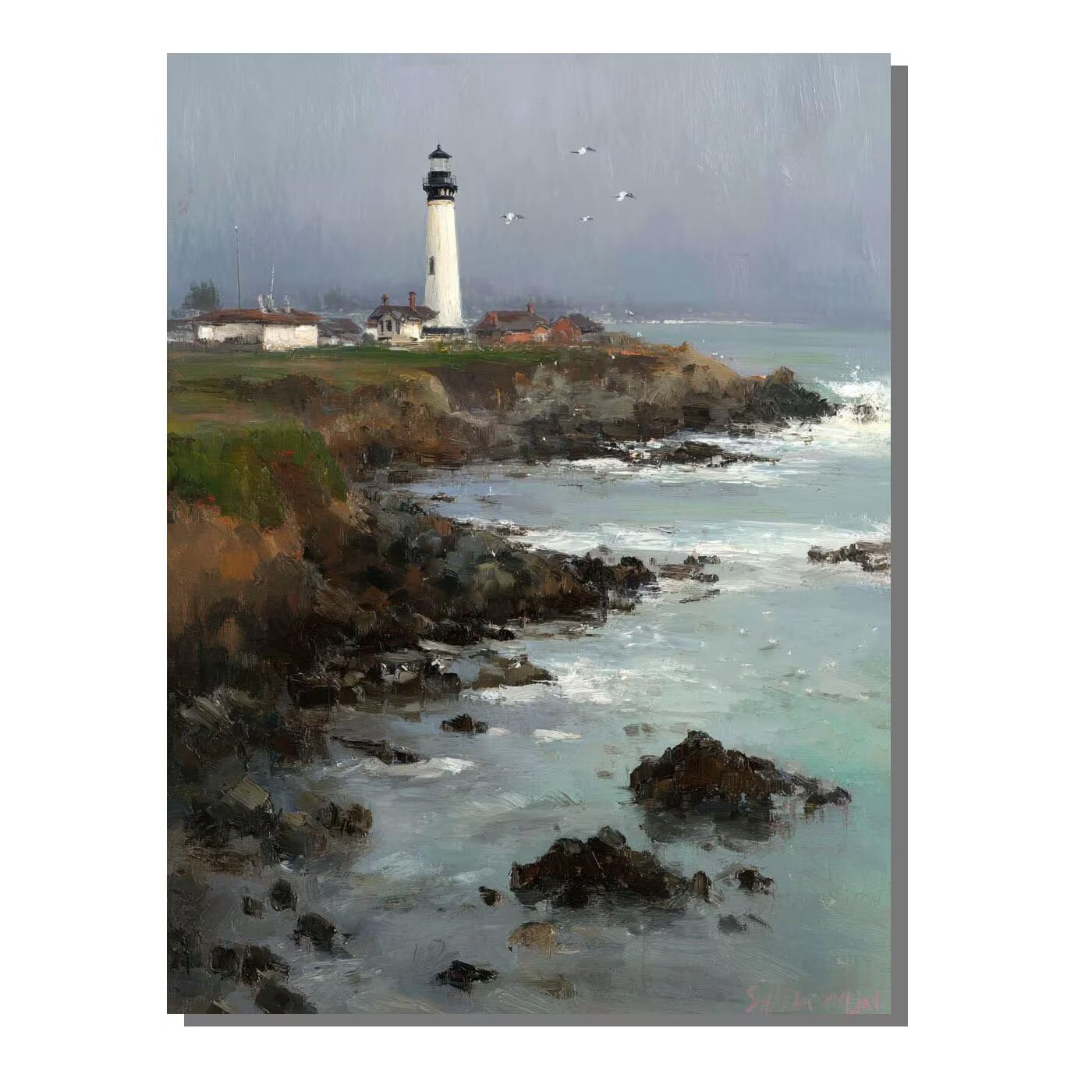 Landschaft Leuchtturm Malen Nach Zahlen Erwachsene, Paint by Numbers Adult Anfänger Kreativ Set, Heimwerk Malen Nach Zahlen Kinder, Pinsel und 36 Acrylfarbe Als, Deko Wohnzimmer 60 x 80 cm BJHWK518