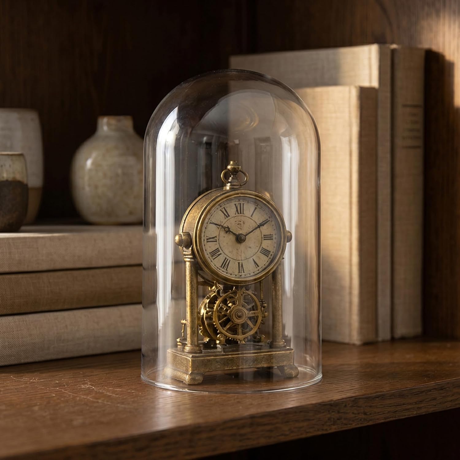 Clear Glass Dome Cloche - Glass Display Bell Jar for Mantel Anniversary Clock Watch Exhibition - Clear Cloche Showcase for Table Centerpiece 8.7x4.3in