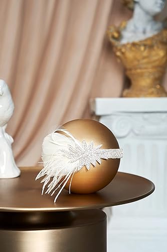 Miniatura 4 de BABEYOND Diadema vintage de los años 20 con flapper de los años 20 gran Gatsby con plumas accesorios para el cabello Gatsby de los años 20 blanco