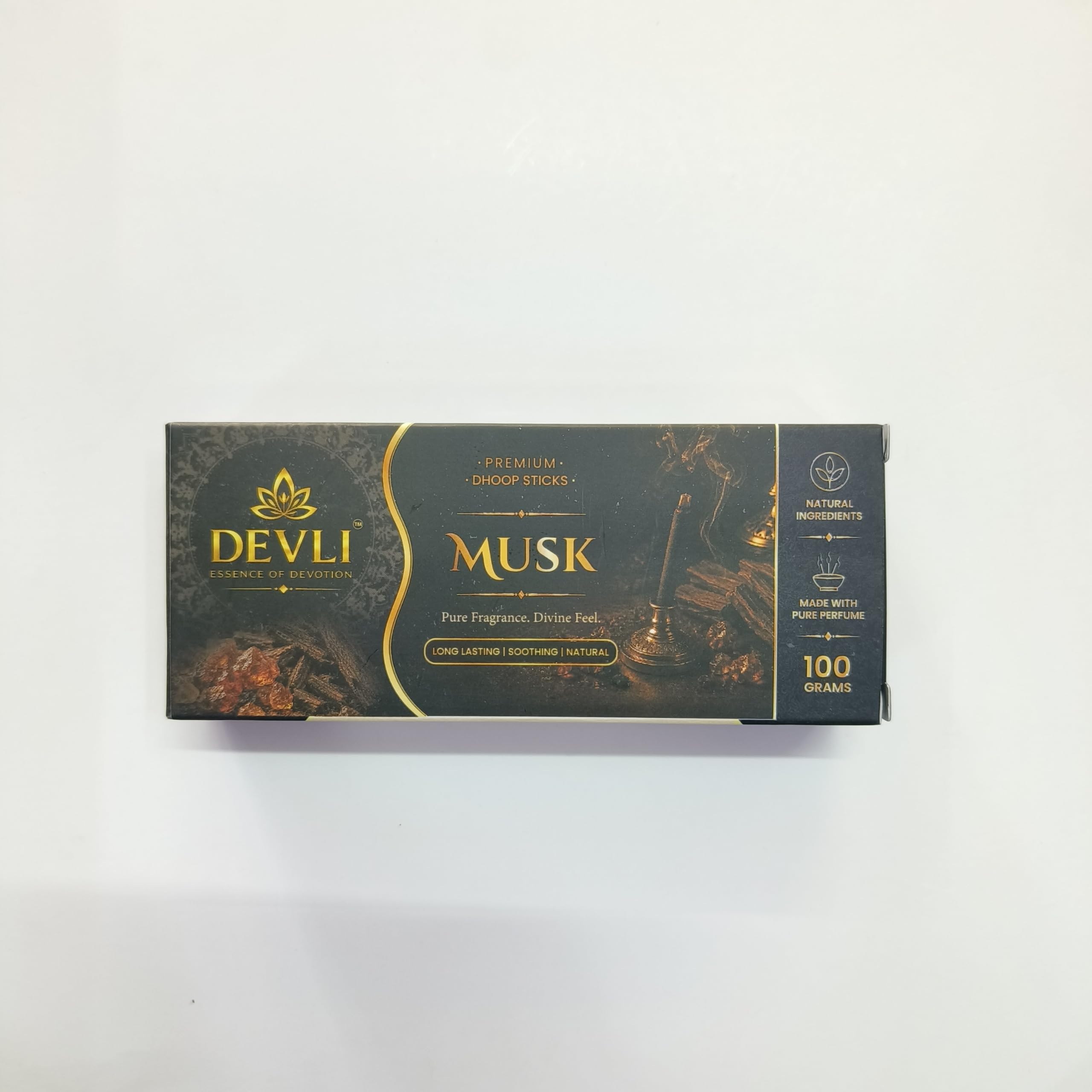 DEVLI Premium Musk Dhoop Sticks 100g | Long Lasting Natural Incense Sticks for Pooja, Meditation & Home Fragrance | Low Smoke Divine Aroma-picture-32