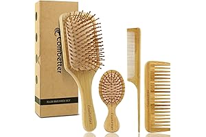 100% Bamboo Hair Brush and Comb Set: Eco-Friendly Hair Care for All