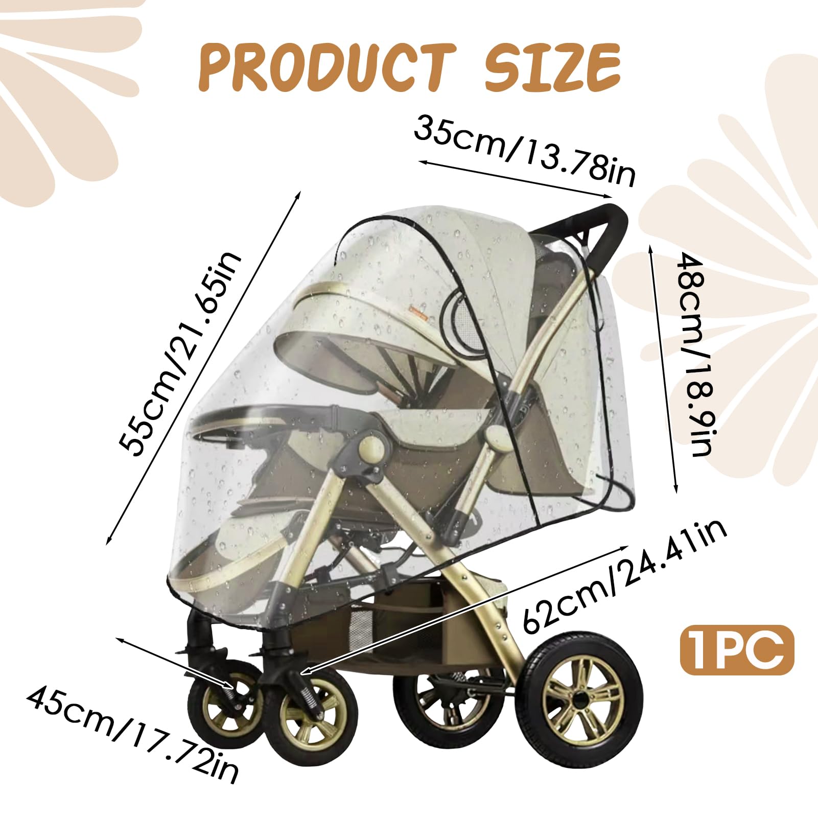 Copertura Universale Per Passeggino Dou - Impermeabile Traspirante, Lunghezza 103cm, Per Passeggini Gemellari