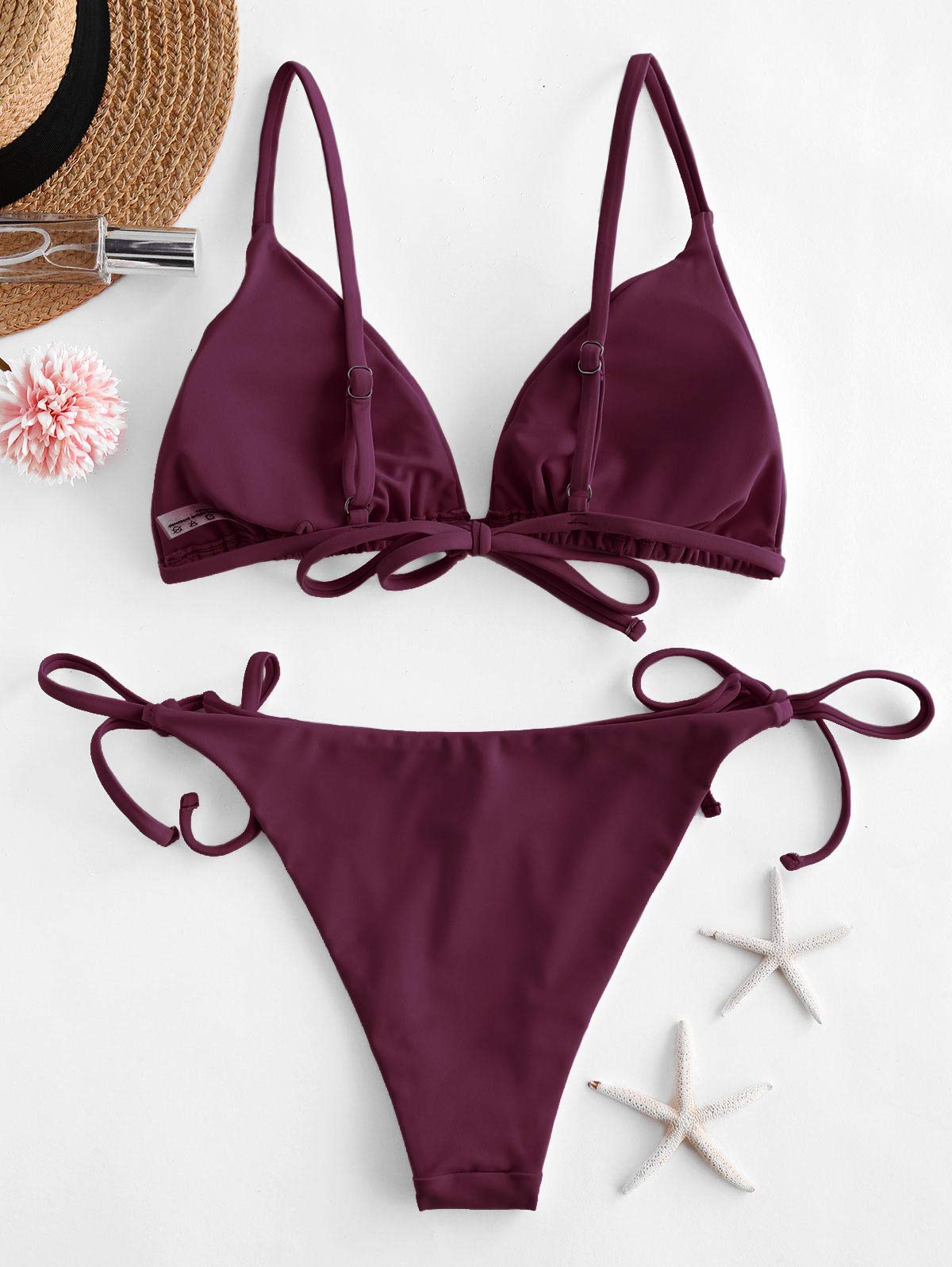 ZAFUL Set Bikini Imbottito con Stampa Leopardo da Donna, Costume da Bagno Bikini con Coppe Spaghetti a Triangolo