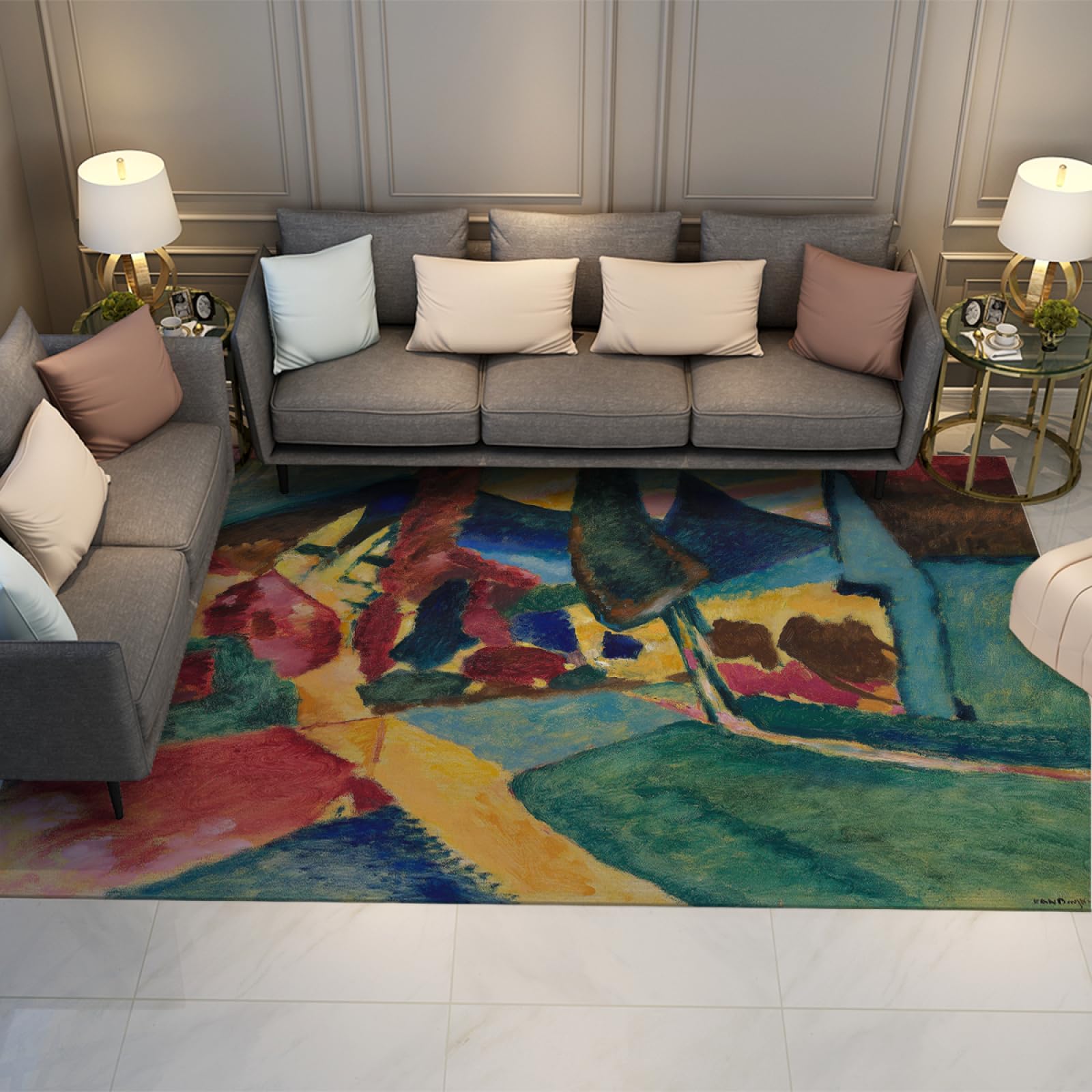 Tapis drôle multicolore de cuisine et chambre 90x120 cm