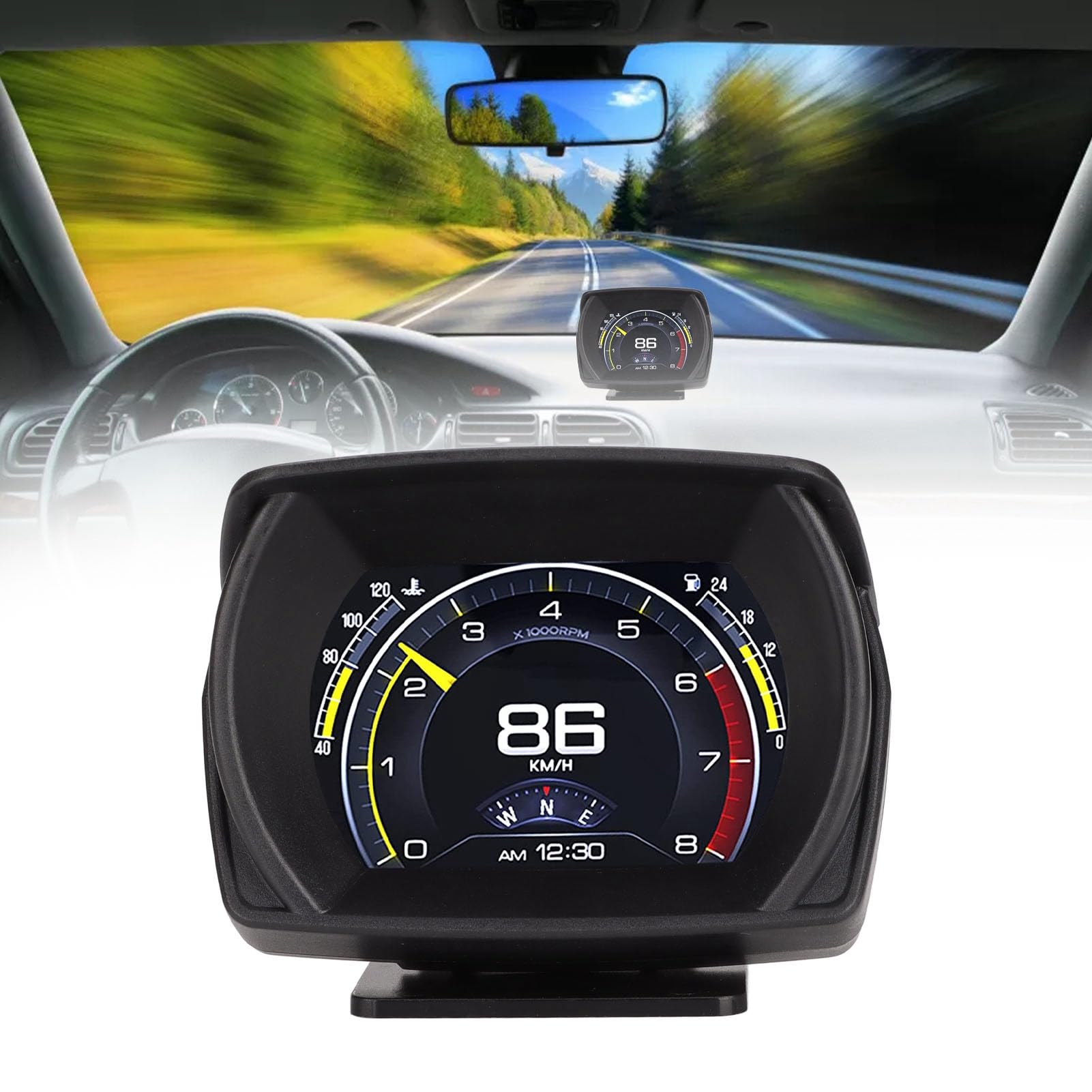 Wyświetlacz Samochodowy HUD Head Up, Wielofunkcyjny Inteligentny Miernik OBD2, Inteligentny Wskaźnik OBD + GPS Samochód Cyfrowy Prędkościomierz do Samochodu z Interfejsem OBD II
