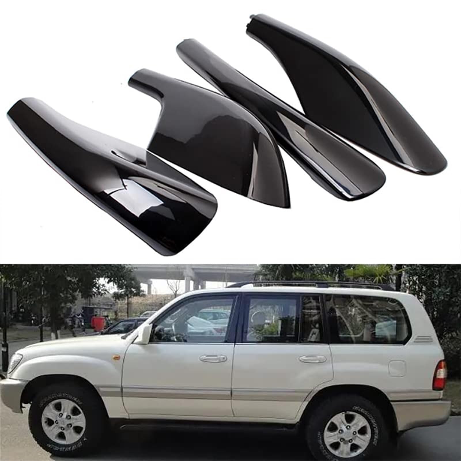 4pcs Roof Rack Bar Rail End Cap Case Exterior Accessories