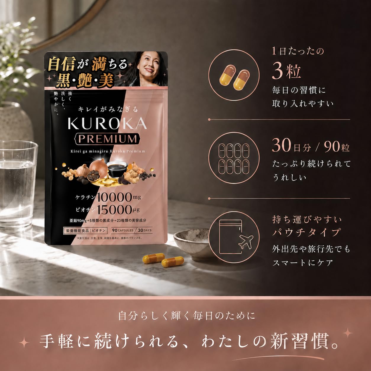 Amazon | キレイがみなぎる 黒髪サプリ 黒髪 白髪 サプリメント