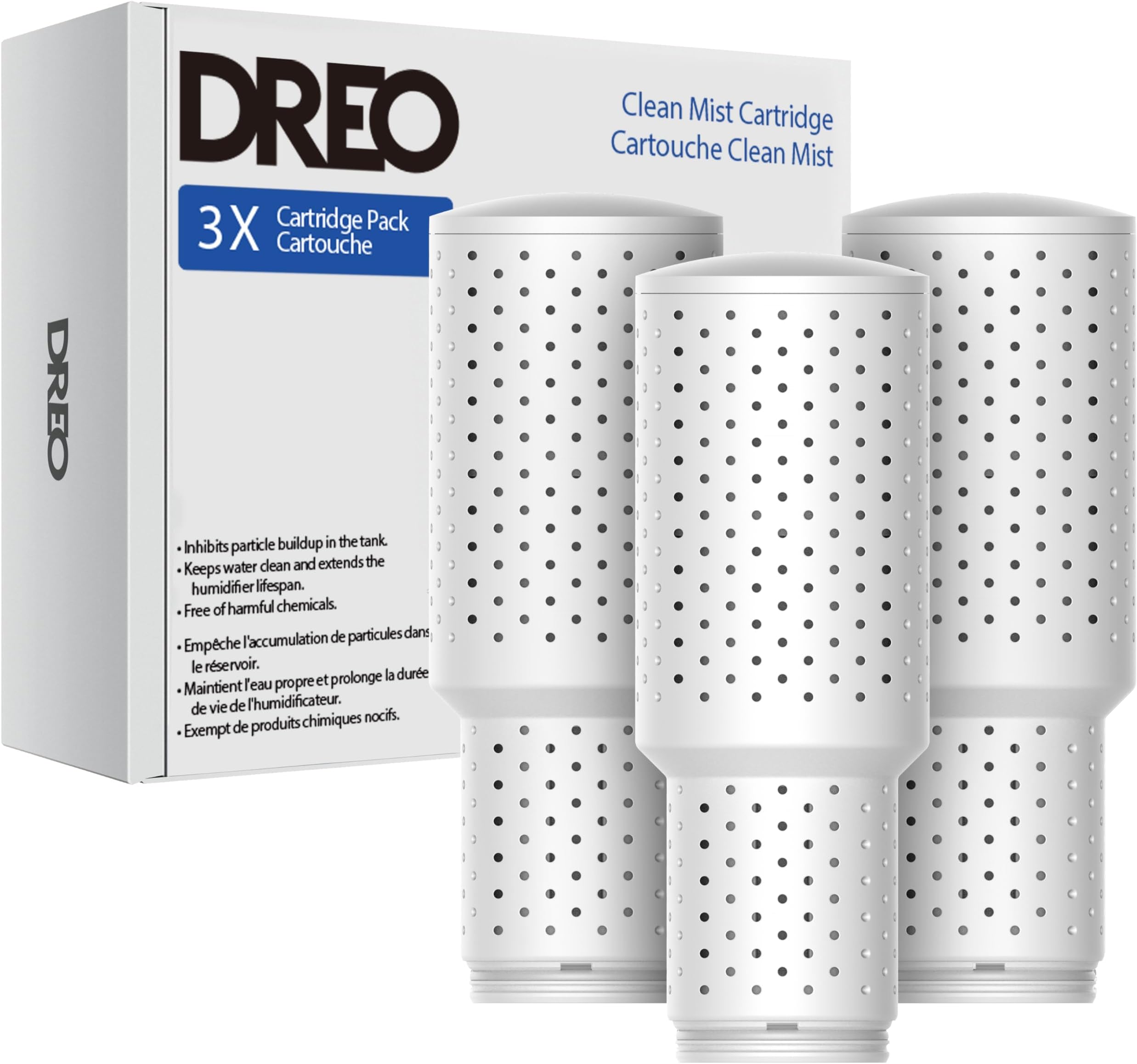 DREO Demineralization Cartridge 3-Pack for Humidifiers, Compatible with DREO Humidifiers HM311/311S/306 Prevent Mineral Build-up, Filter Hard Water, Eliminate White Dust