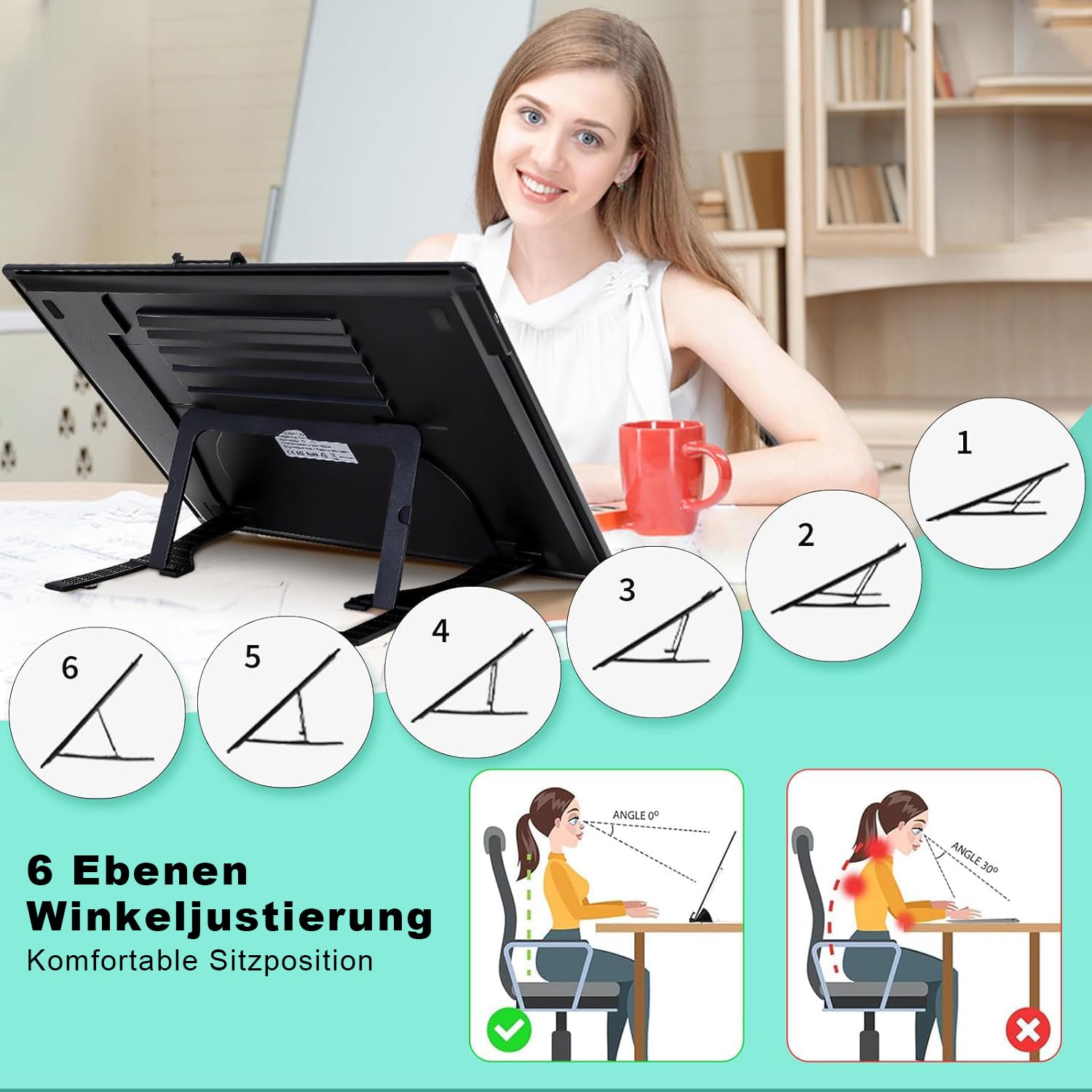 Diamond Painting Leuchttisch A3 - Wiederaufladbare Leuchtplatte mit Ständer, 3 Farben 6 Stufen Helligkeit Leuchtkasten mit Akku, Tragbares LED Light Pad für Diamond Painting Zubehör