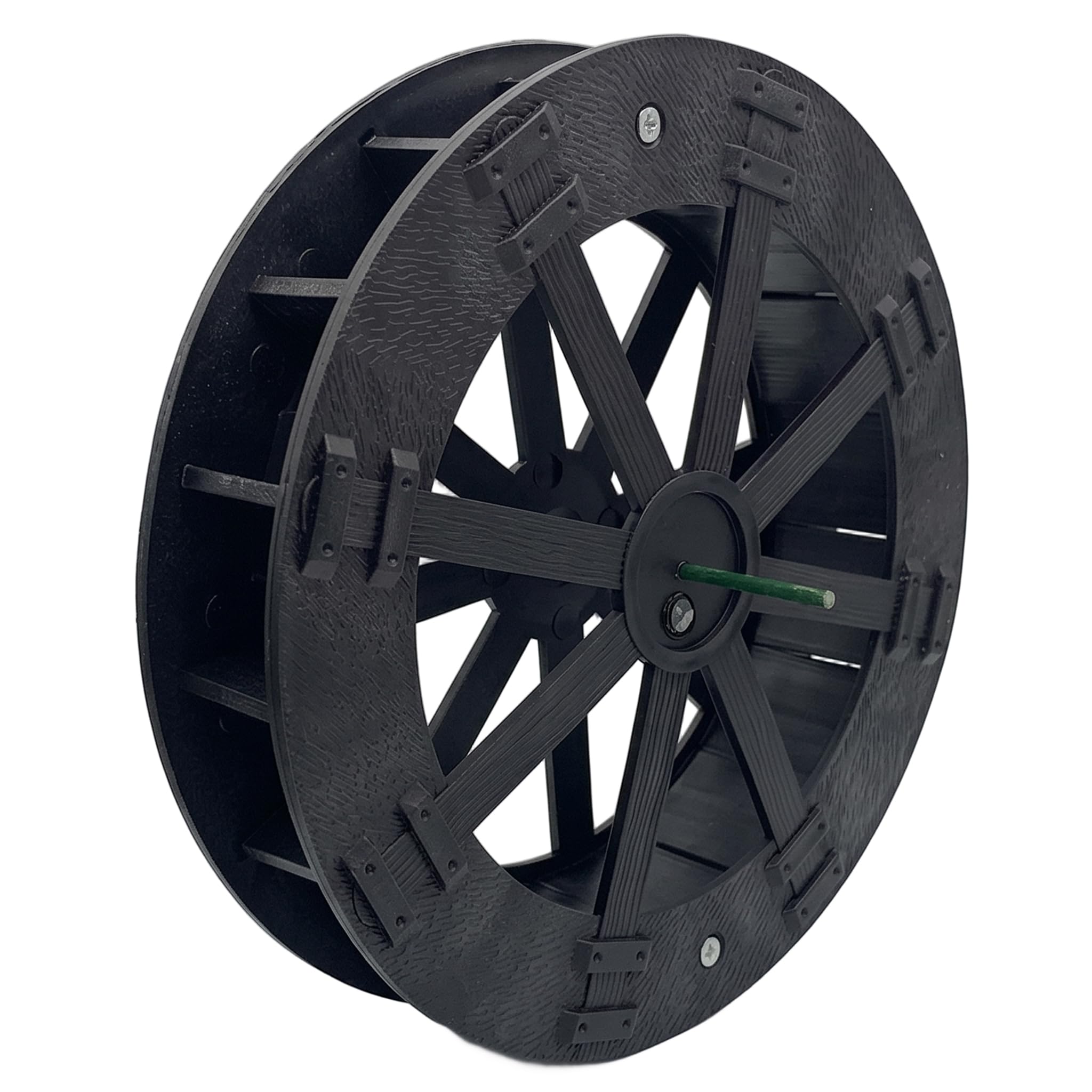 Otbushit Water Wheel Fountain Rotating Brown Plastic Ornament for Fish Tank Rockery & Garden Decor 8.66inch/22cm