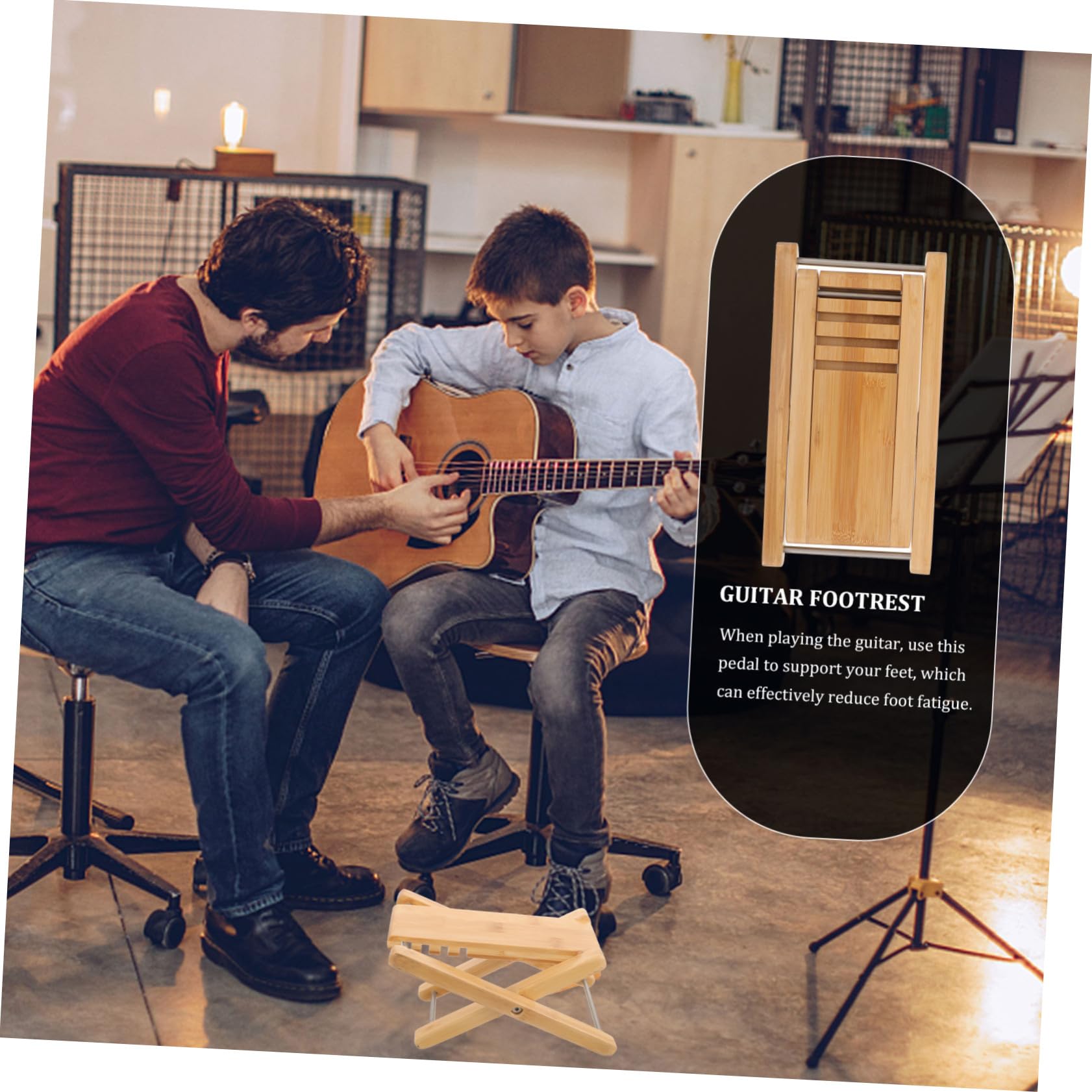 Yardwe Poggiapiedi Altezza Regolabile 4 Livelli per Chitarra Classica in Legno Leggero e Stabile, per Uso Domestico e Pratiche