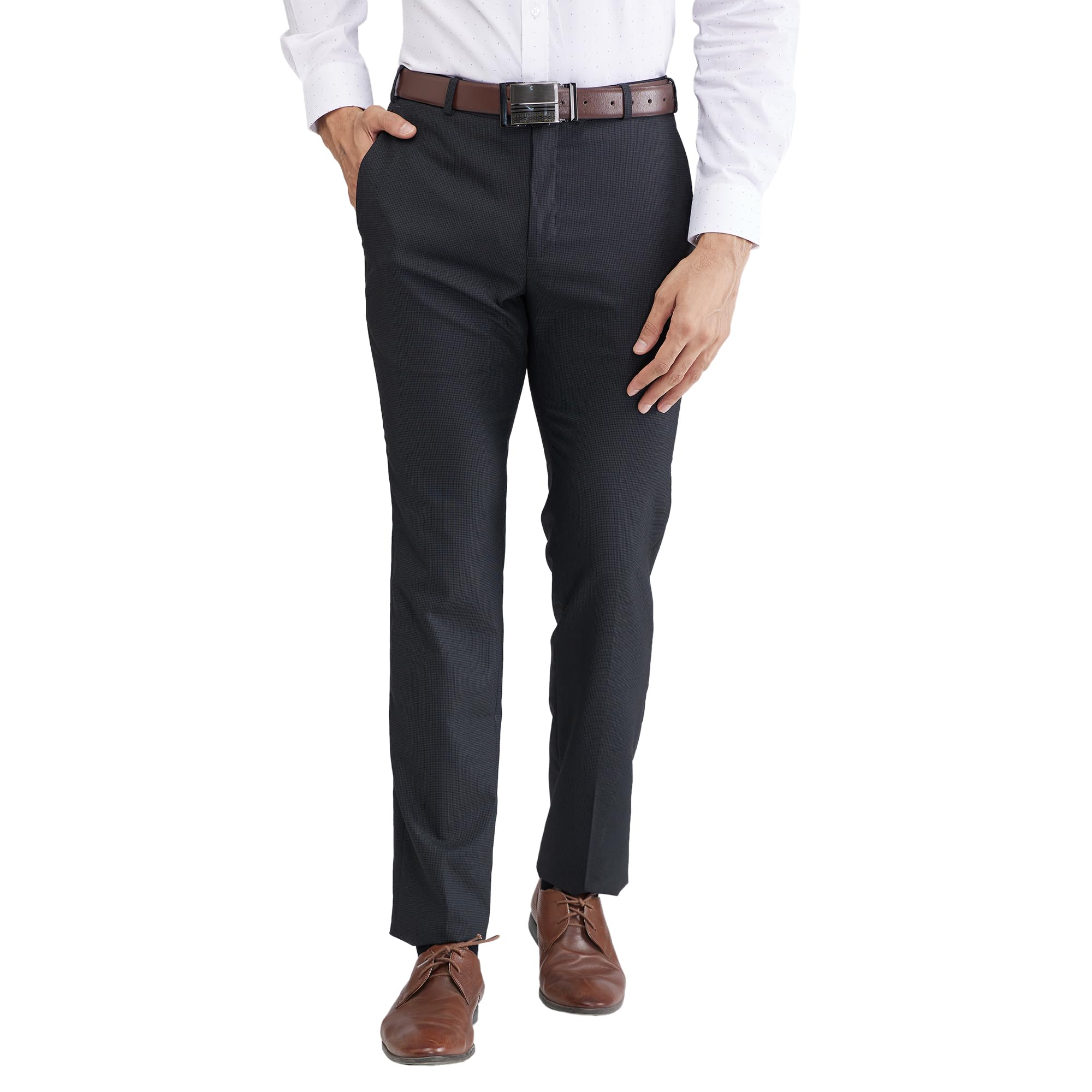 raymond Men's Slim Fit Structure Pattern Poly Viscose Blend Flat Front Formal Trouser-picture-40