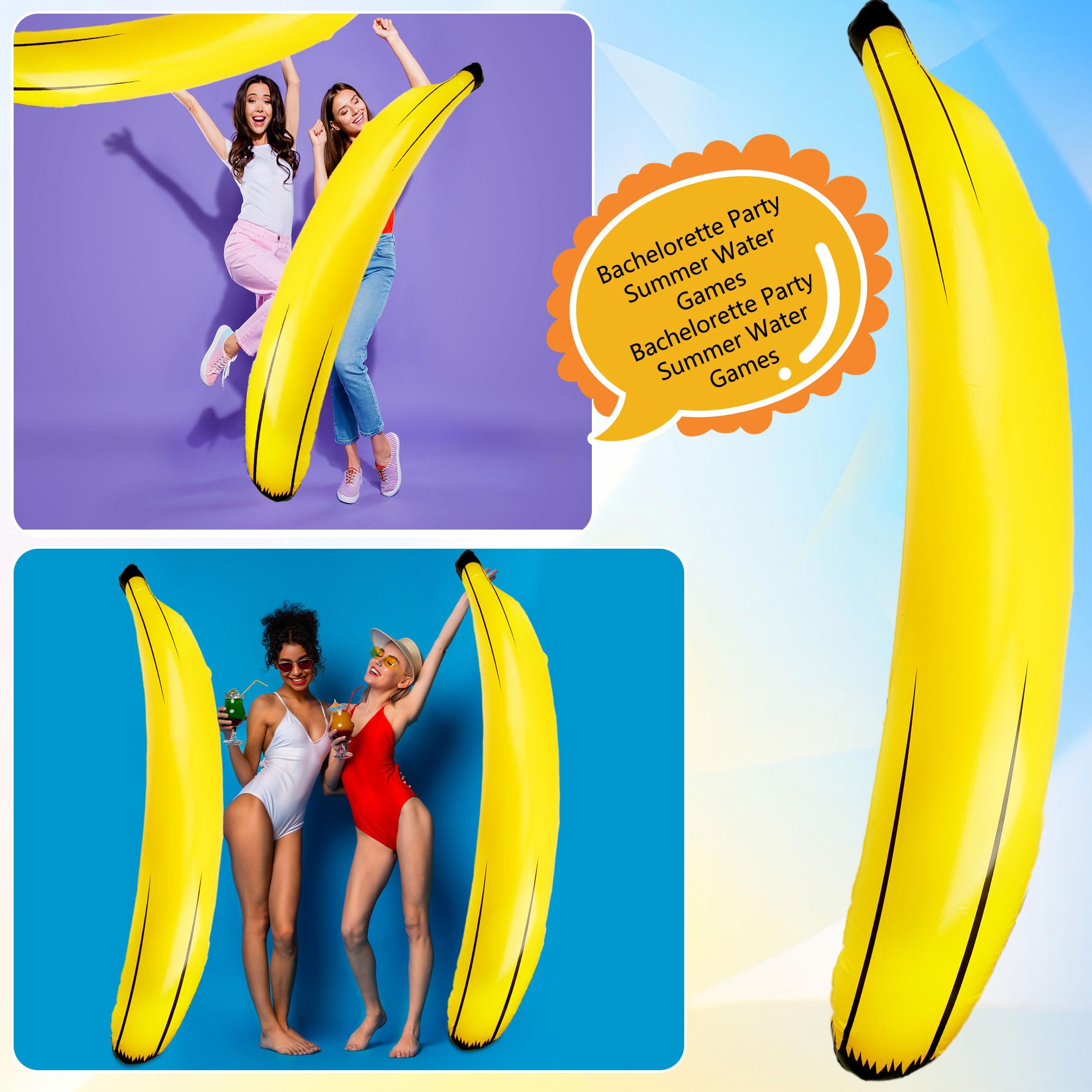 8 banane gonfiabili grandi, 66 cm, in PVC, per feste di addio
