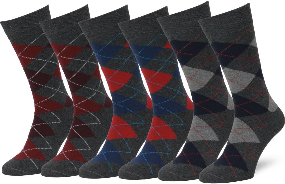 Easton Marlowe Mens Socks 6 Pack Cotton Classic Pattern Socks for Men Solid Color Socks Black Socks