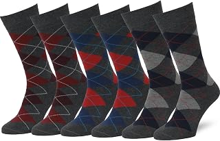 Easton Marlowe Mens Dress Socks 6 Pair Combed Cotton Classic Patterns No Seam Comfort