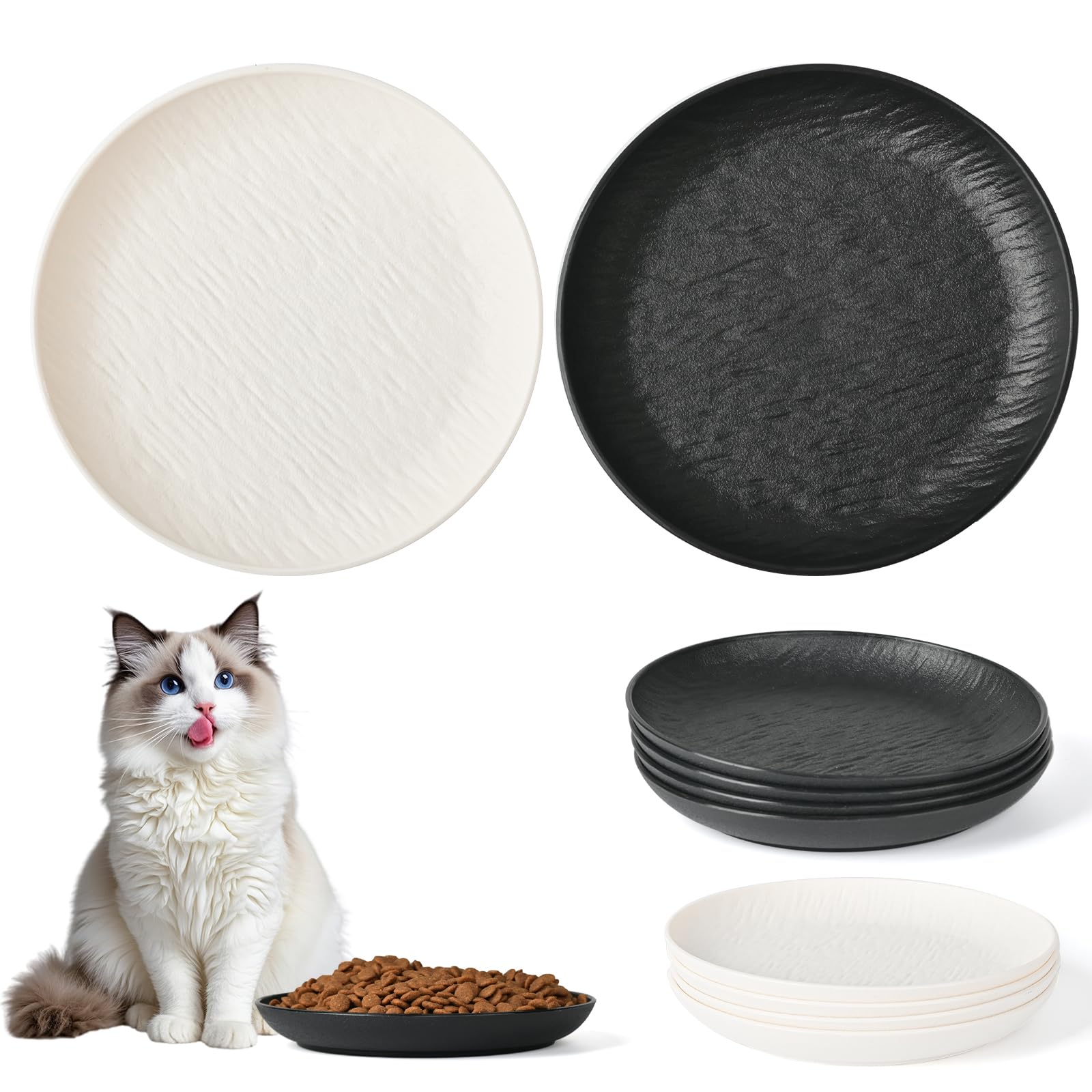 HMDZMR Cat Bowls 8 Pack Cat Food Bowl 6 Inch Whisker Fatigue Pet Dish for Indoor Cats Shallow Pet Food Bowls for Kitten Small Dogs