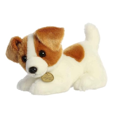 Aurora® Adorable Miyoni® Tots Jack Russell Pup Stuffed Animal - Lifelike Detail - Cherished Companionship - White 9 Inches