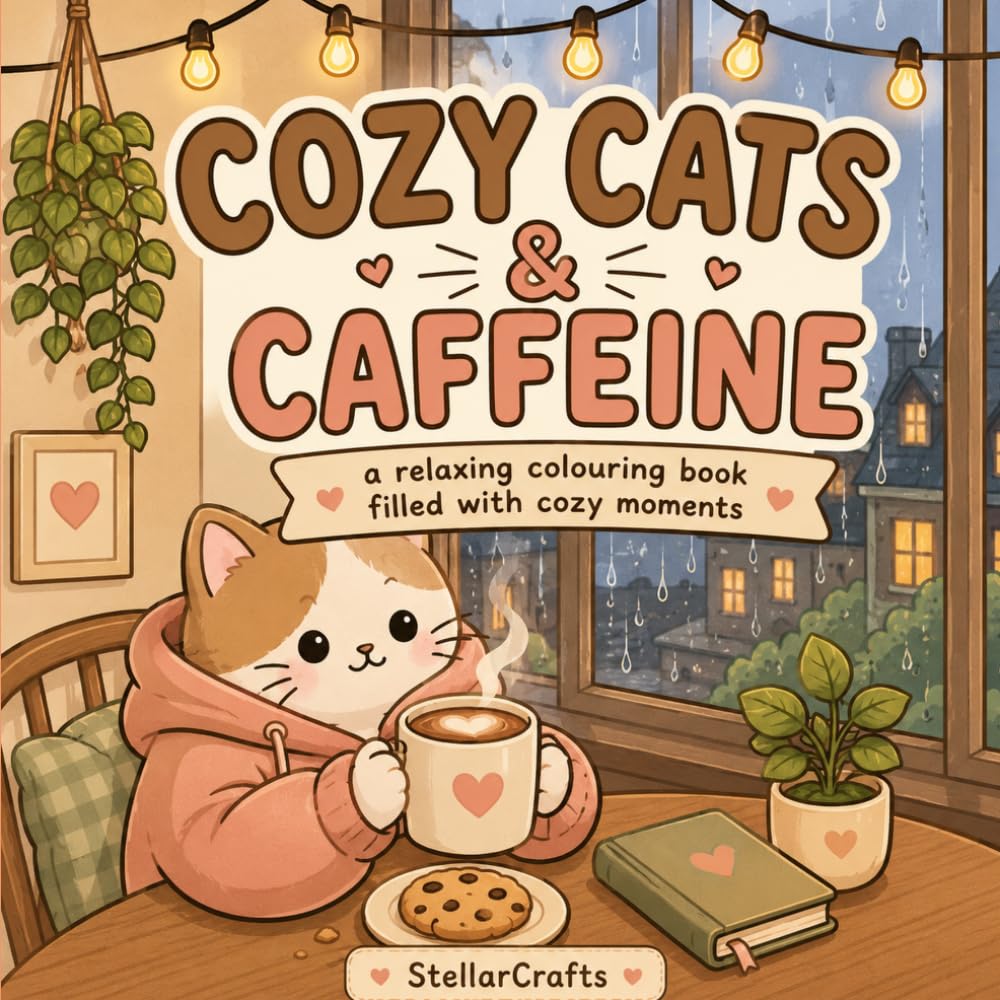Cozy Cats & Caffeine: A relaxing colouring book filled with cozy moments
