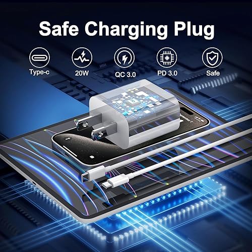 Miniatura 6 de Paquete de 2 cargadores rápidos USB C para iPad Pro 13/12.9/11 en 2025-2018, iPad 11th, iPad Air 4ª/5ª 10.9 pulgadas, iPad Mini 7ª generación,