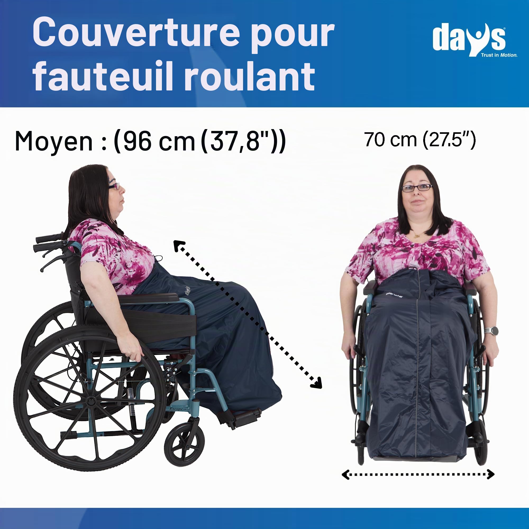 Homecraft Wheelchair Cosy, Standard Size, Wheelchair Blanket for Warmth and Comfort, Wheelchair Accessory, Fleece Lined Blanket with Ring Pulled Zipper, Fits Nearly All Manual Wheelchairs